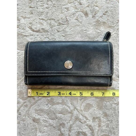 Coach Black Leather Trifold Wallet with Pink Interior & Zip Pocket – 7.5” x 4” - Picture 2 of 8